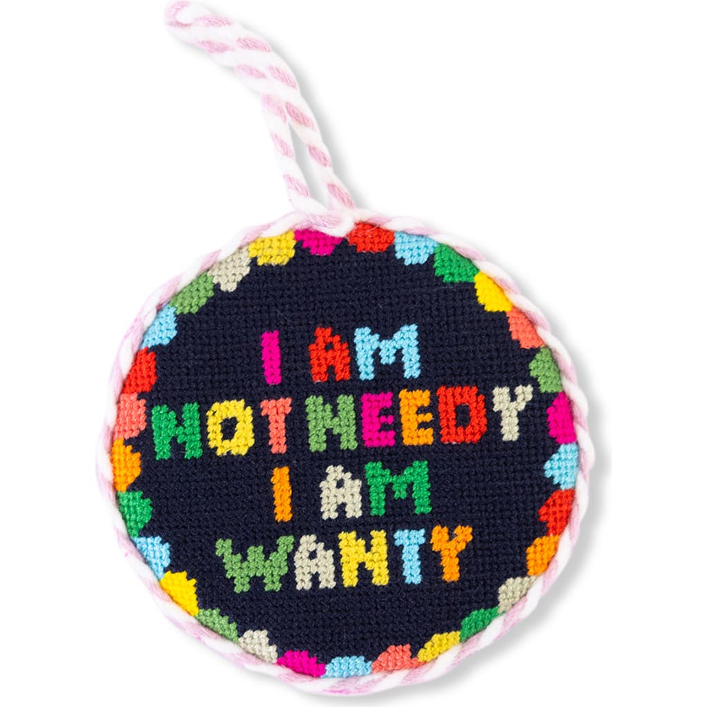 Furbish Needlepoint Ornament In Blue-green