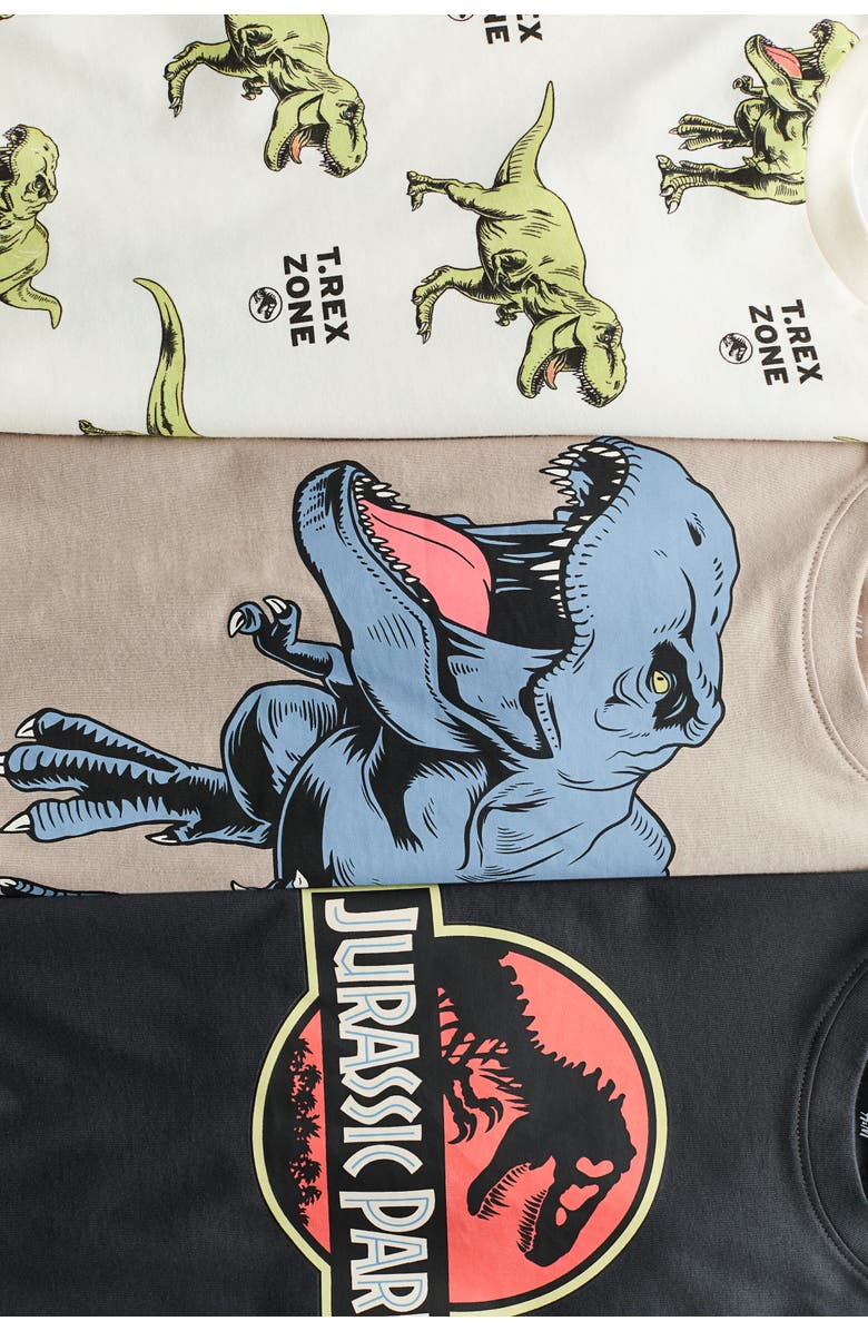 H&M 3-pack printed t-shirts, Alternate, color, Dark Gray/Jurassic World