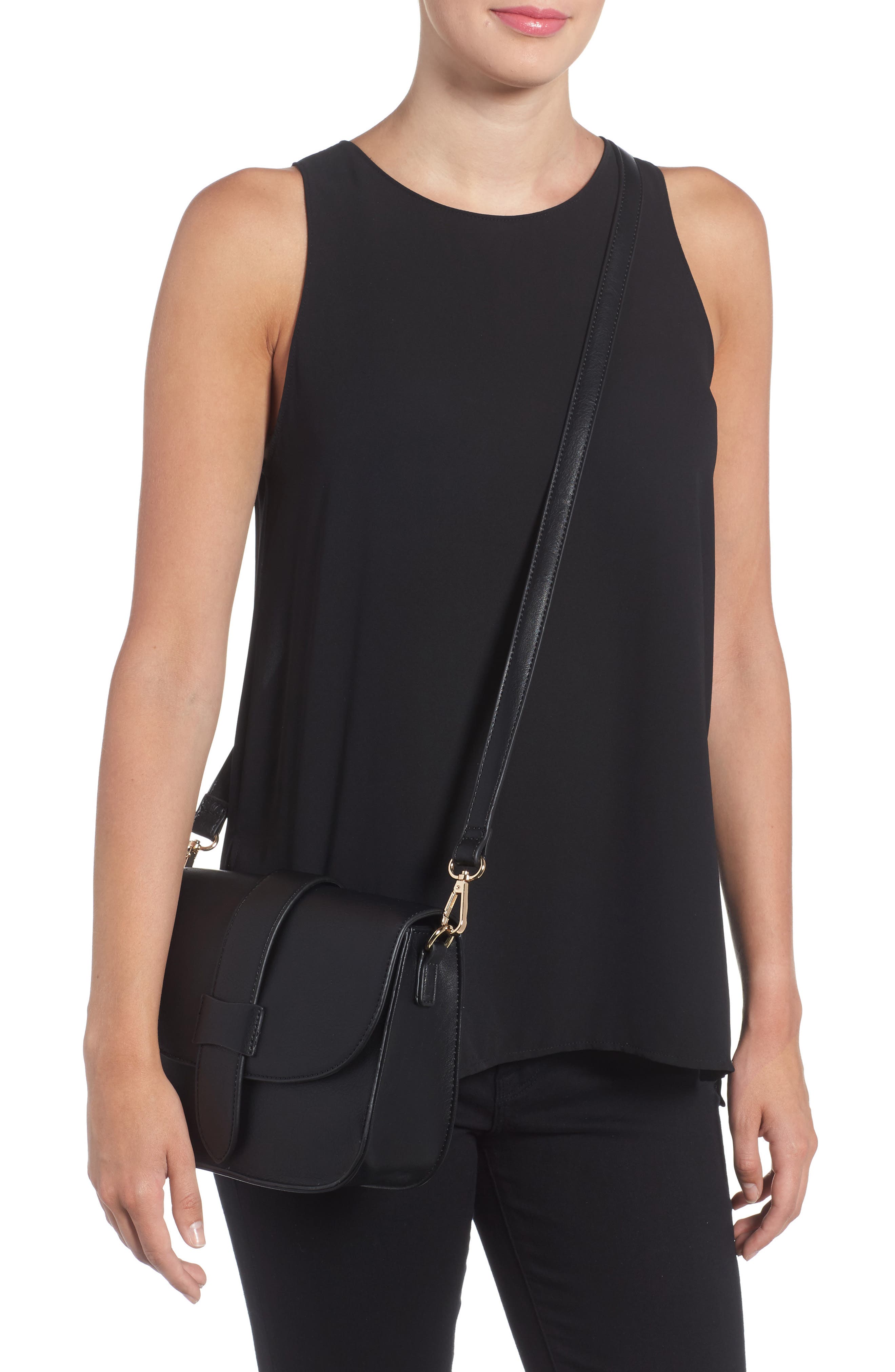 Sole Society Halima Faux Leather Flap Crossbody, Alternate, color, 