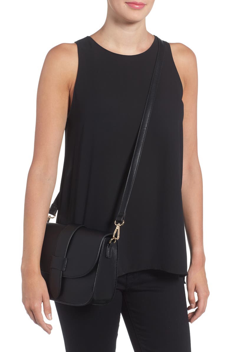 Sole Society Halima Faux Leather Flap Crossbody, Alternate, color,