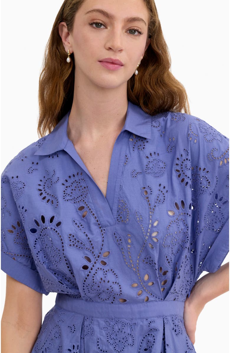 Rebecca Taylor Brielle Poplin Eyelet Mini Dress, Alternate, color, 