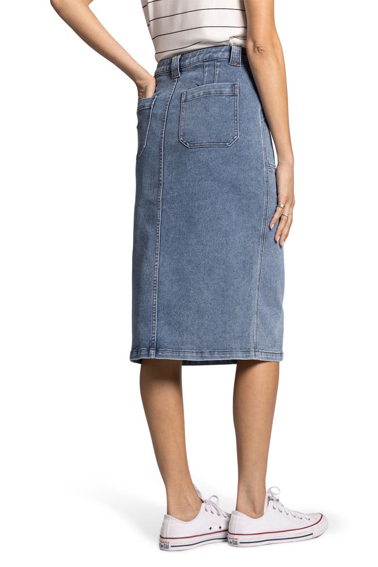 Shania Button Front Denim Skirt, Alternate, color, BOBBIE WASH