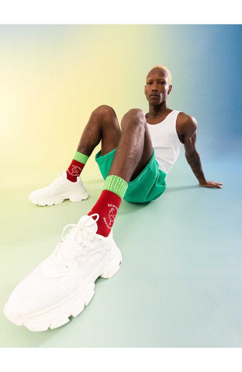 doiy Hot Sauce 3D Crew Socks, Alternate, color, Red/ Green