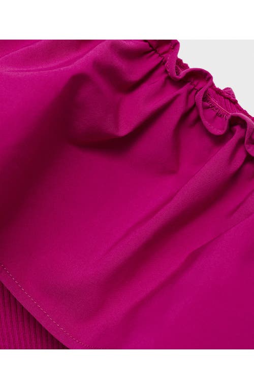 Mango One-shoulder Ruffle Crop Top In Pink