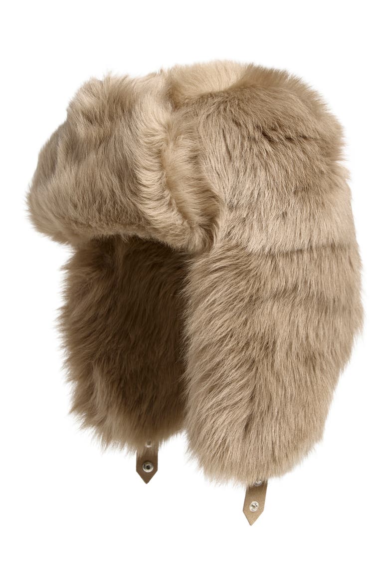 Toscana Genuine Shearling Bomber Hat, Main, color, CAMEL