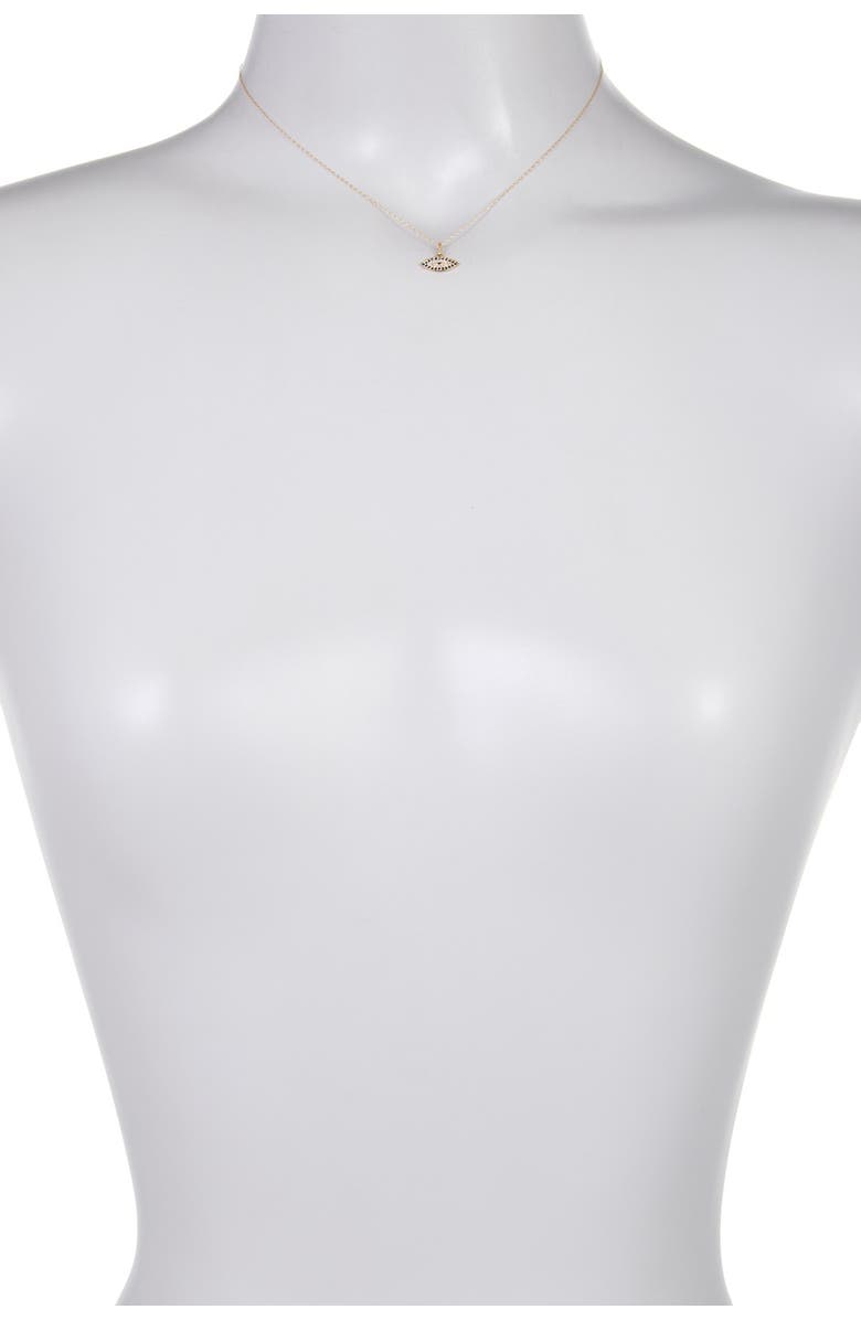 CANDELA JEWELRY 14K Yellow Gold CZ & Sapphire Evil Eye Necklace, Alternate, color, 