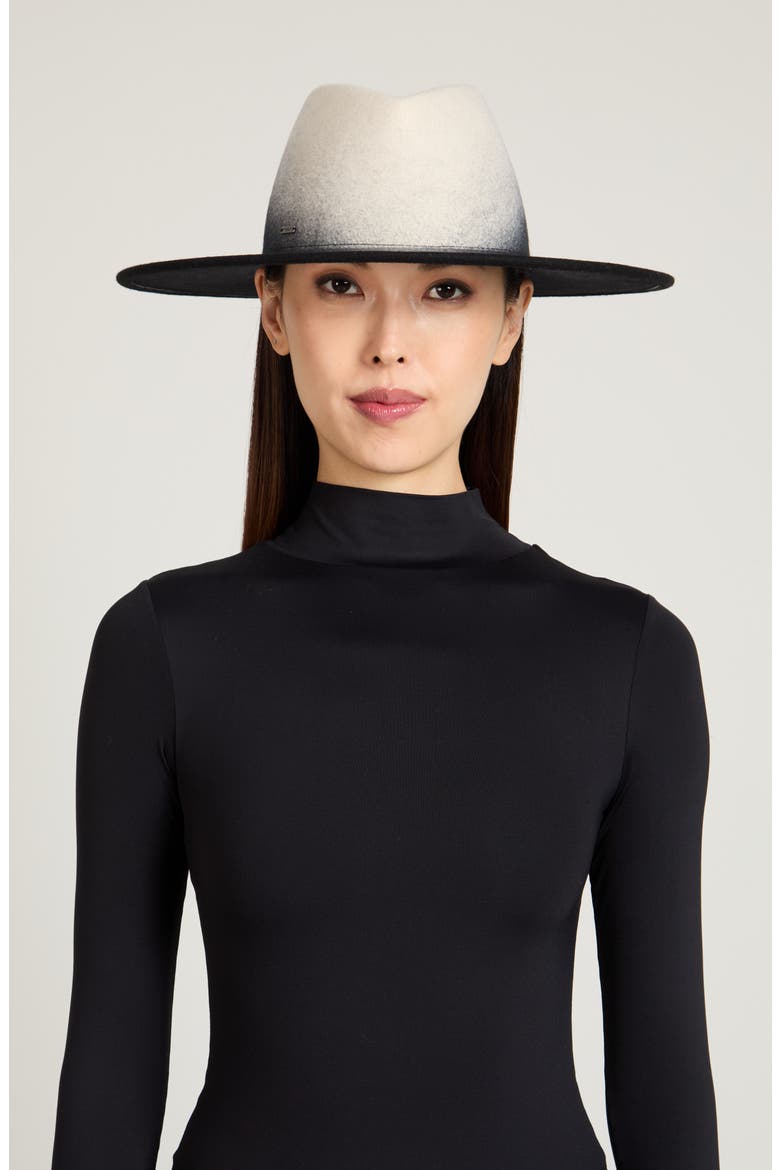 Harlowe Gradient Wool Felt Fedora, Alternate, color, WINTER WHITE/ BLACK