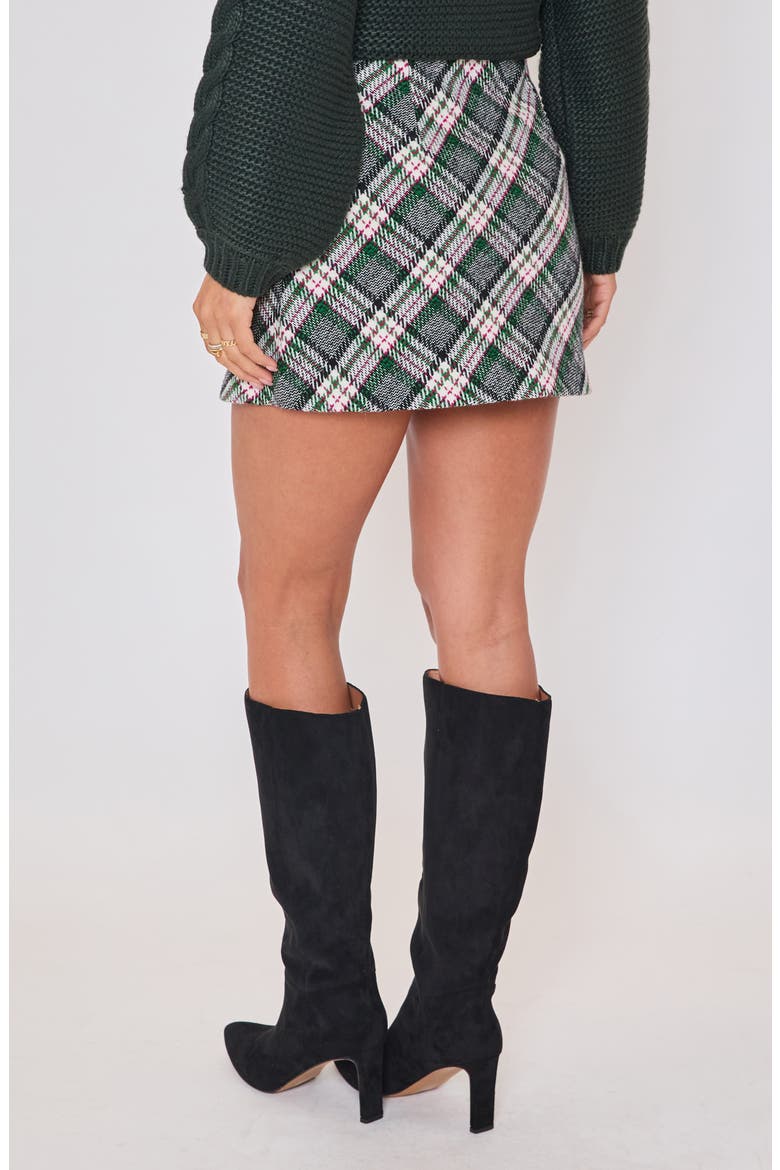 Laci Plaid Miniskirt, Alternate, color, IVORY/ GREEN