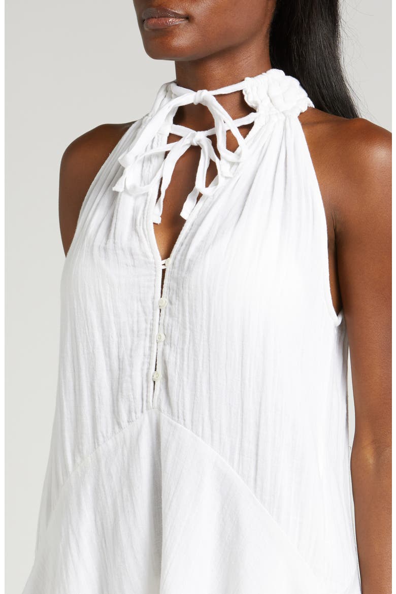 Button Front Cotton Cover-Up Minidress, Alternate, color, WHITE