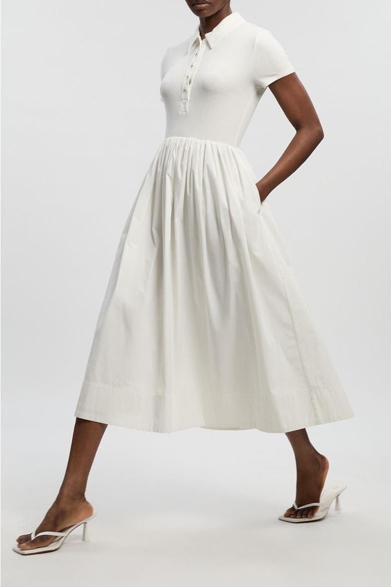 Rib Shirt Midi Dress, Alternate, color, Ivory