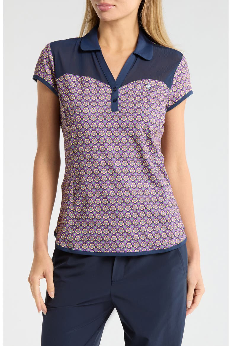 Cap Sleeve Sweetheart Golf Knit Polo, Main, color, BLACK IRIS