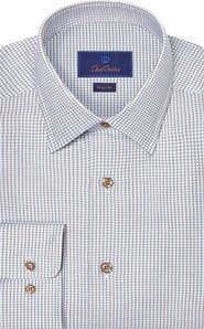 David Donahue Regular Fit Check Cotton Dobby Dress Shirt