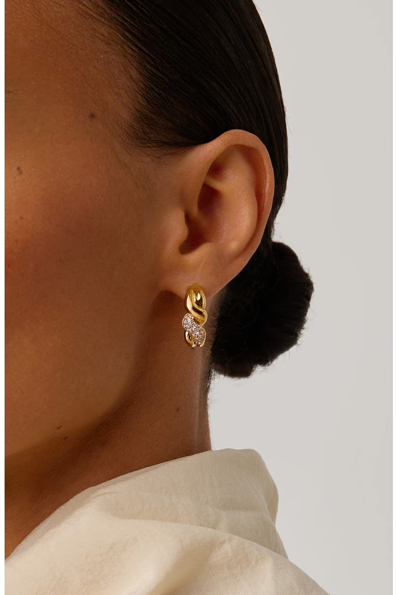Molten Snow Twisted Small Hoop Earrings, Alternate, color, GOLD