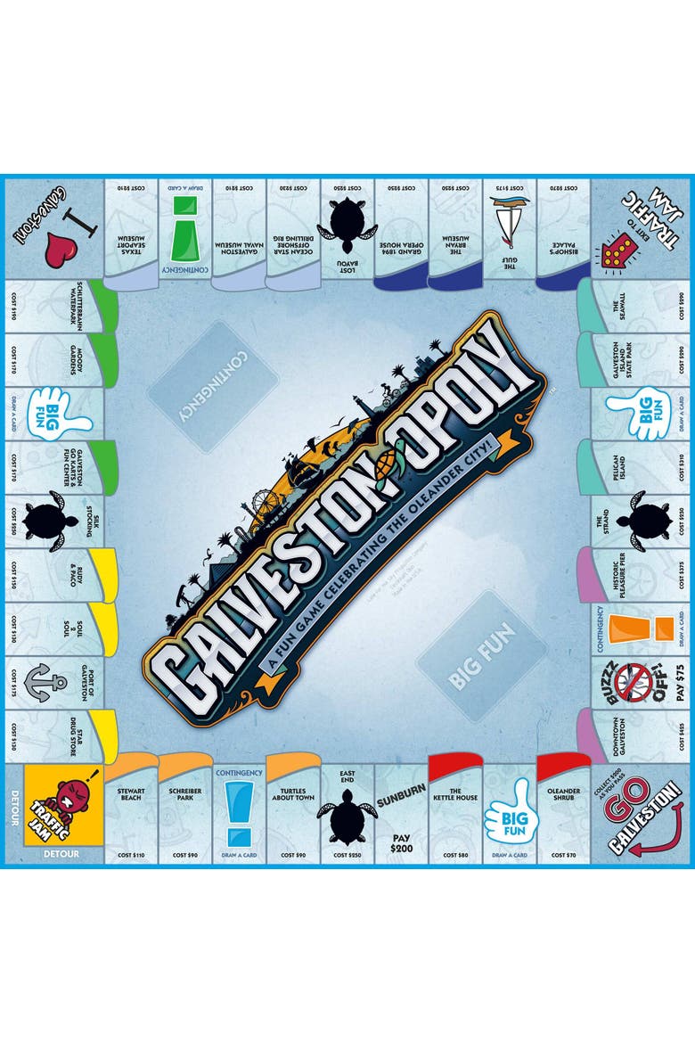 Galveston Opoly Board Game, Alternate, color, Multicolored