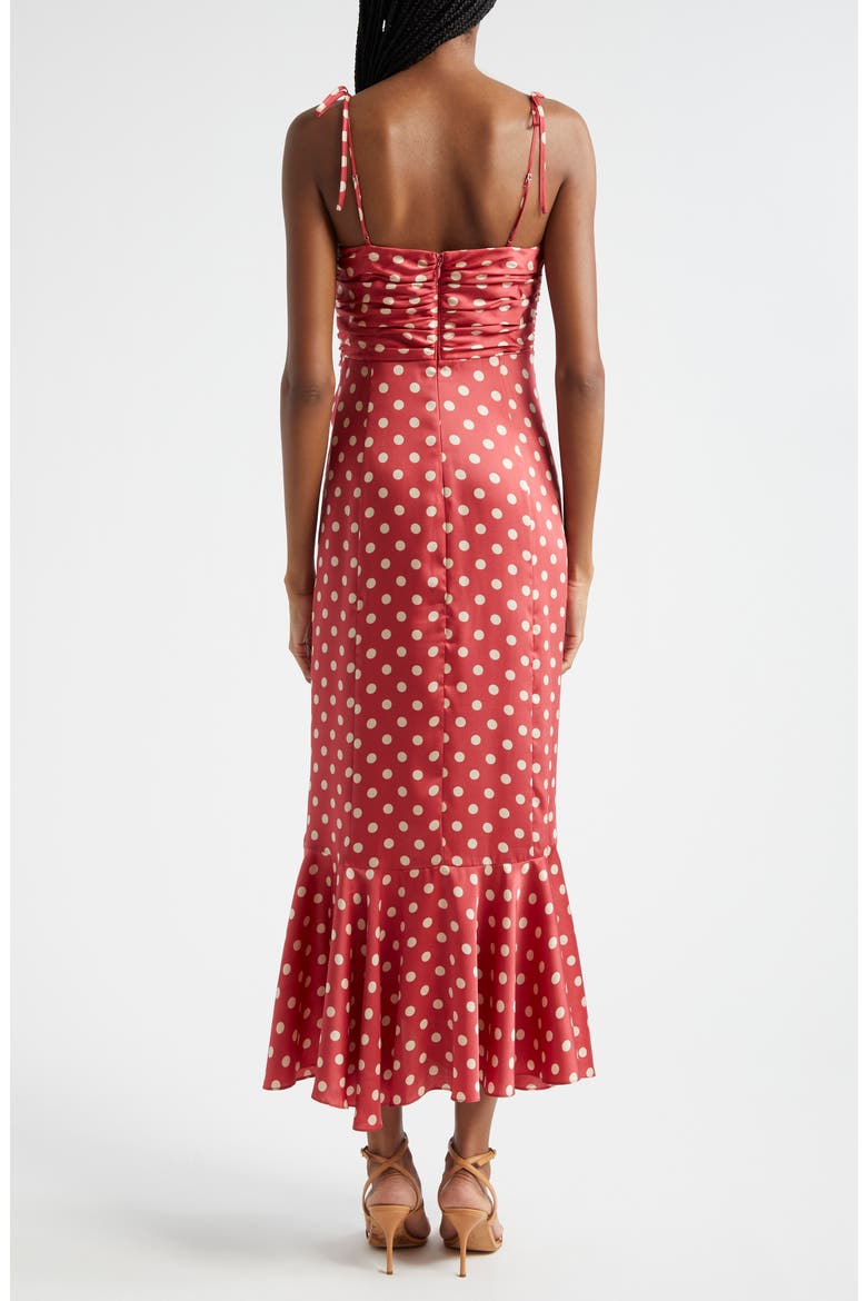 Mireya Polka Dot Side Ruffle Dress, Alternate, color, SOUR CHERRY/ PLASTER