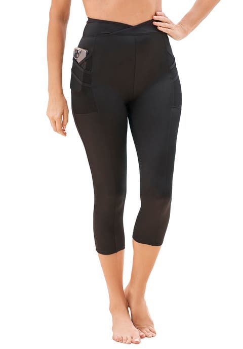 High-Waist Swim Capri with Mesh Pockets