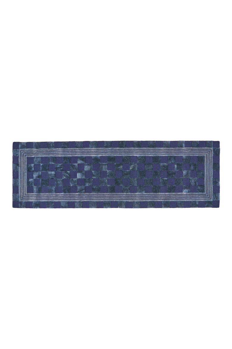 Indigo Blue Tonal Check Runner, Main, color, INDIGO