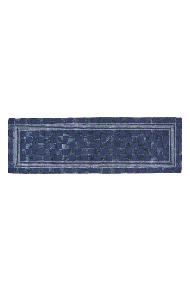 MACKENZIE CHILDS Indigo Blue Tonal Check Runner, Main, color, Indigo