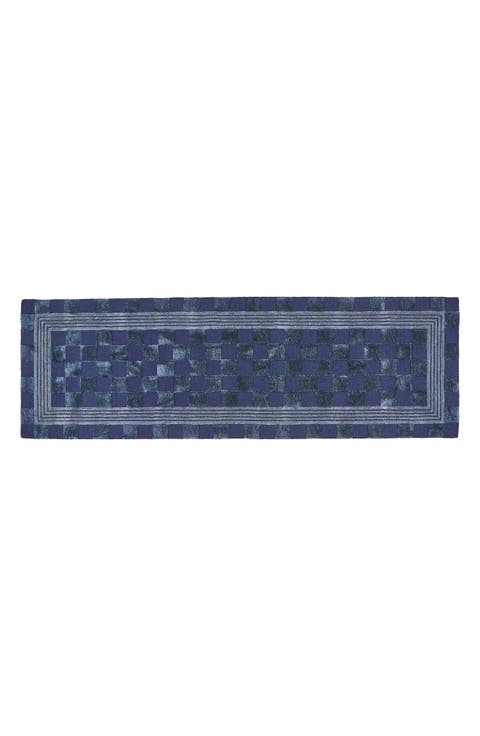 Indigo Blue Tonal Check Runner