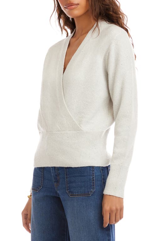 Karen Kane Sequin Wrap Sweater In White