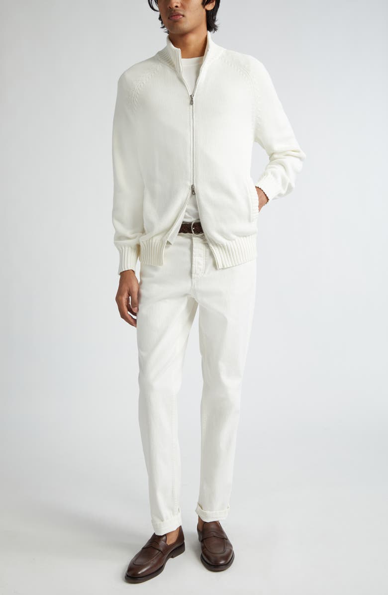Brunello Cucinelli Cotton Zip Cardigan, Alternate, color, 
