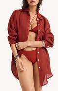 Vitamin A® Playa Oversize Linen Cover-Up Shirt