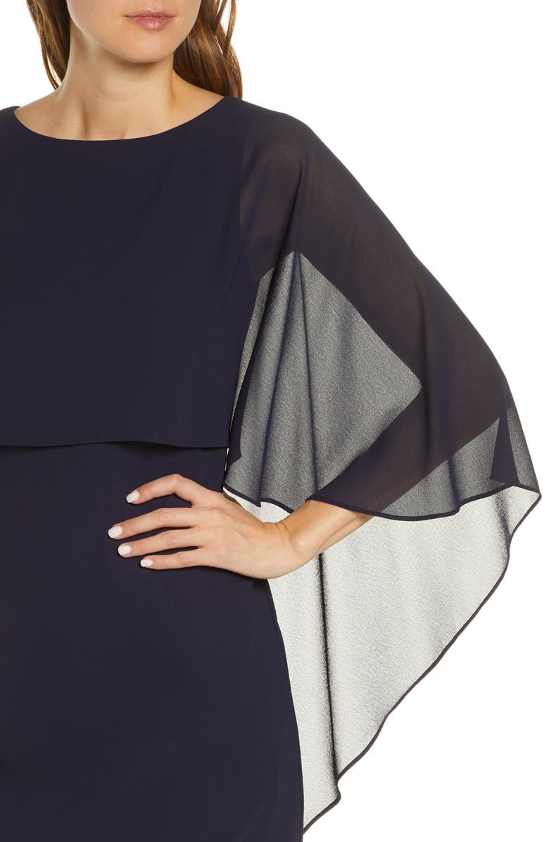 Vince Camuto Chiffon Cape Cocktail Dress, Alternate, color,