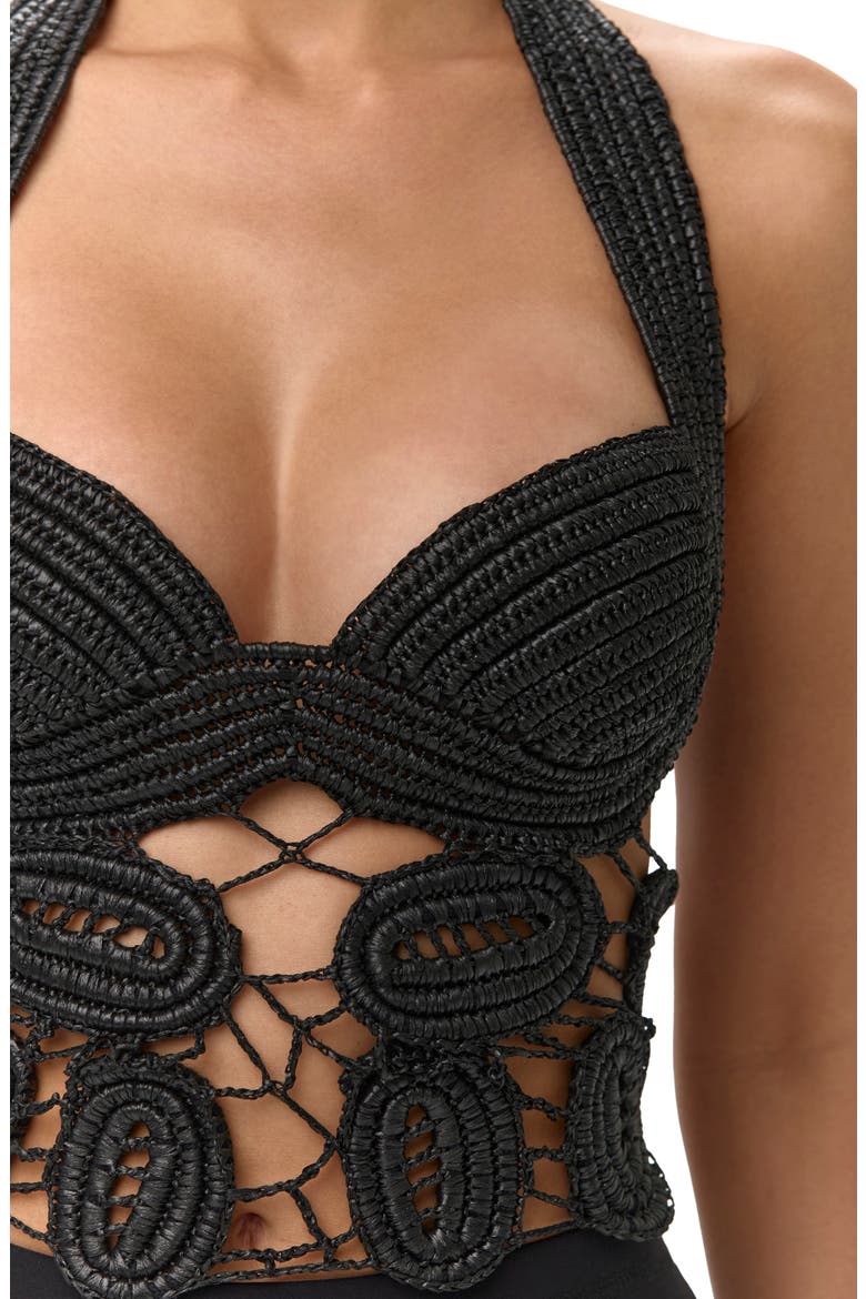Crocheted Halter Top, Alternate, color, BLACK