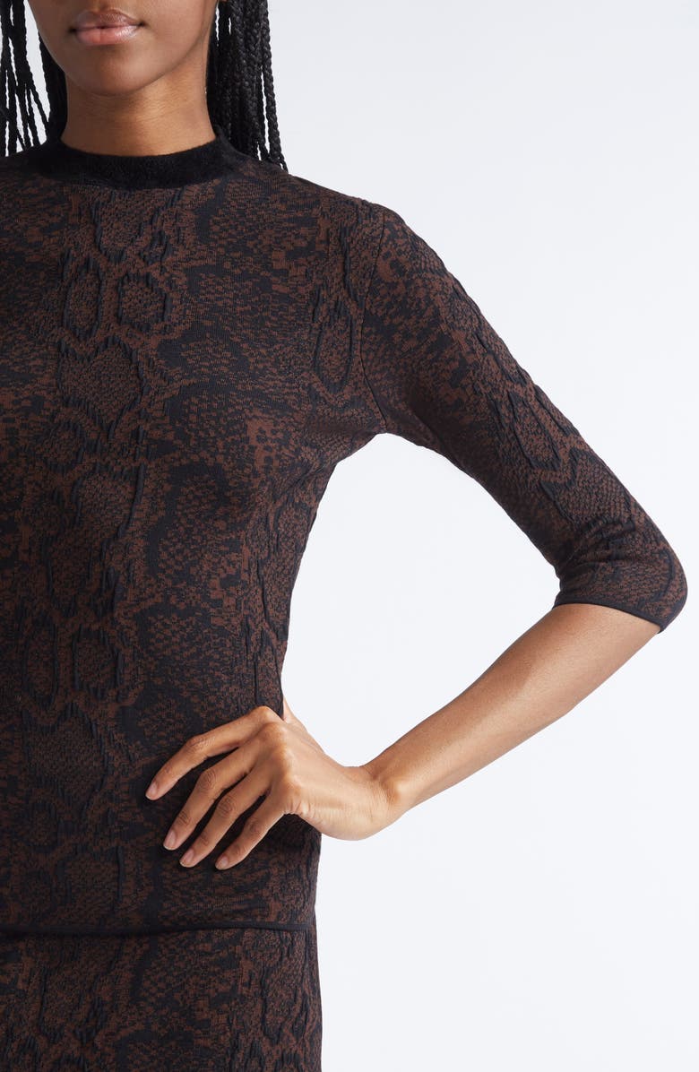 Stella McCartney Snakeskin Jacquard Wool Blend Top, Alternate, color, Brown/ Black