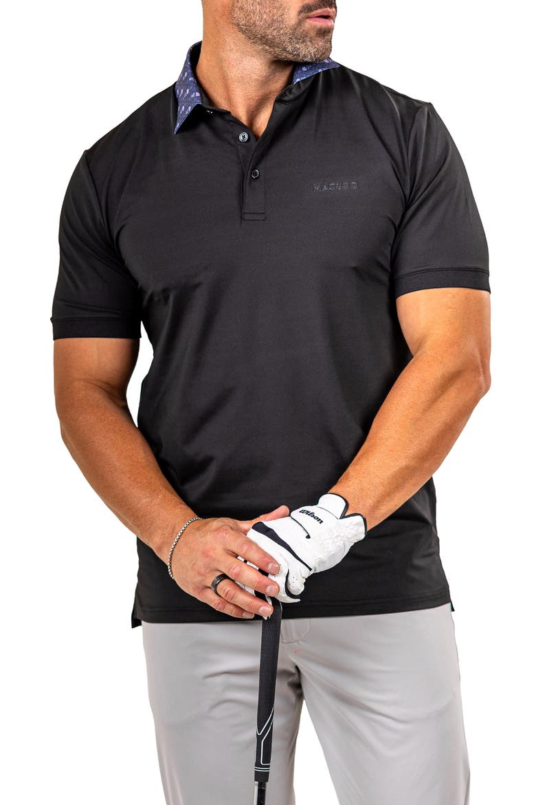 Marthyr0021 Black Contrast Collar Golf Polo, Alternate, color, BLACK