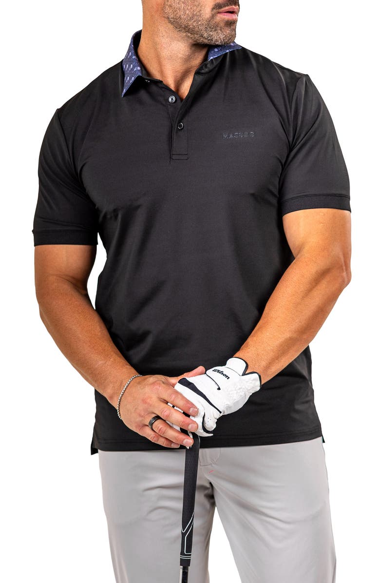 Maceoo Marthyr0021 Black Contrast Collar Golf Polo, Alternate, color,
