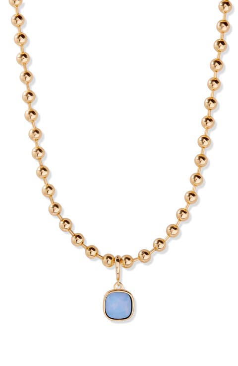 Victoria 14k Gold Plated Opal Charm Necklace