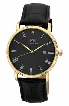 PORSAMO BLEU Veritas 1 Croc Embossed Leather Strap Watch, 40mm