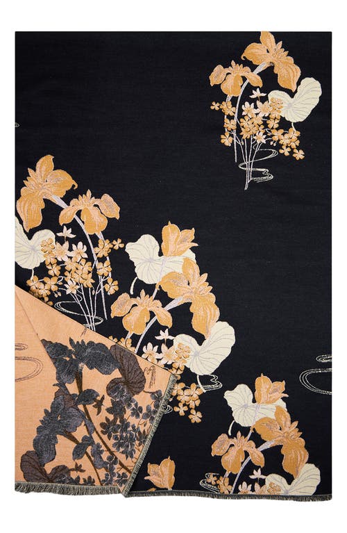 Saachi Floral Reversible Scarf In Black