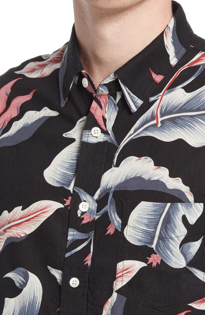 Rails Carson Stripe Short Sleeve Linen Blend Button-Up Shirt, Alternate, color,