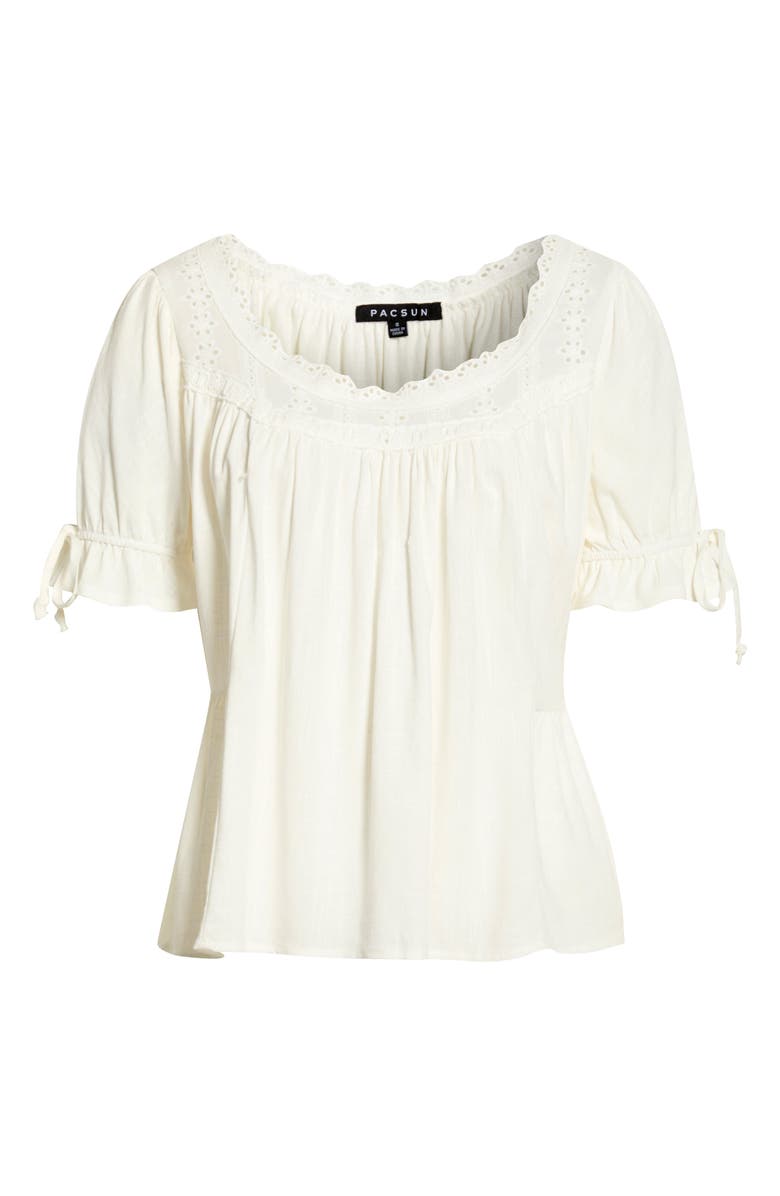 PacSun Karlie Eyelet Puff Sleeve Top, Alternate, color, White