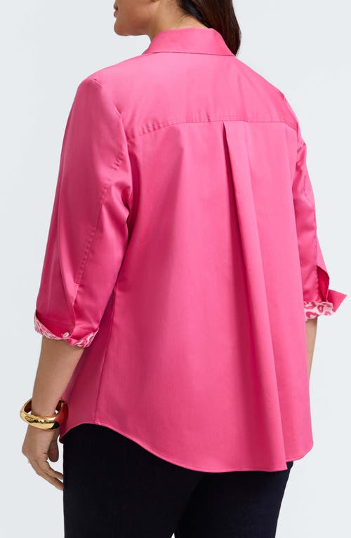 Foxcroft Margie Three-quarter Sleeve Button-up Shirt In Pink Flambe