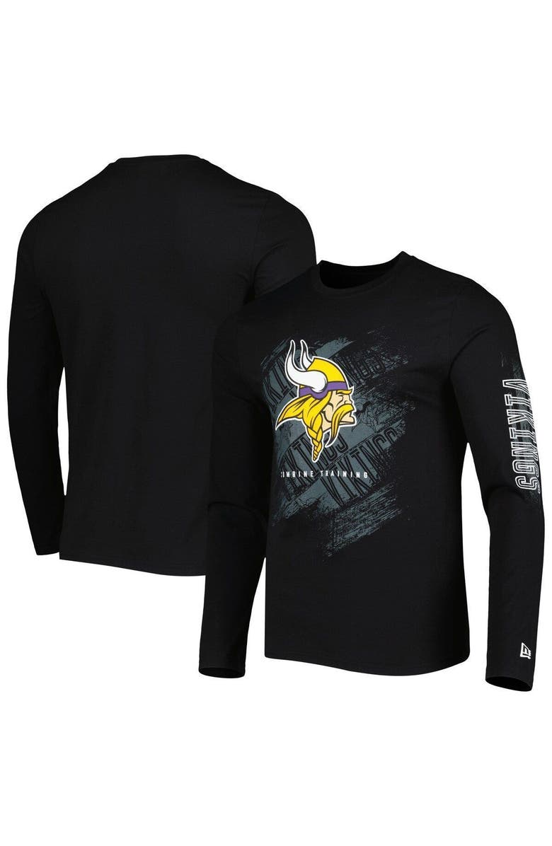 New Era Men's New Era Black Minnesota Vikings Combine Authentic Action Long Sleeve T-Shirt, Main, color, 