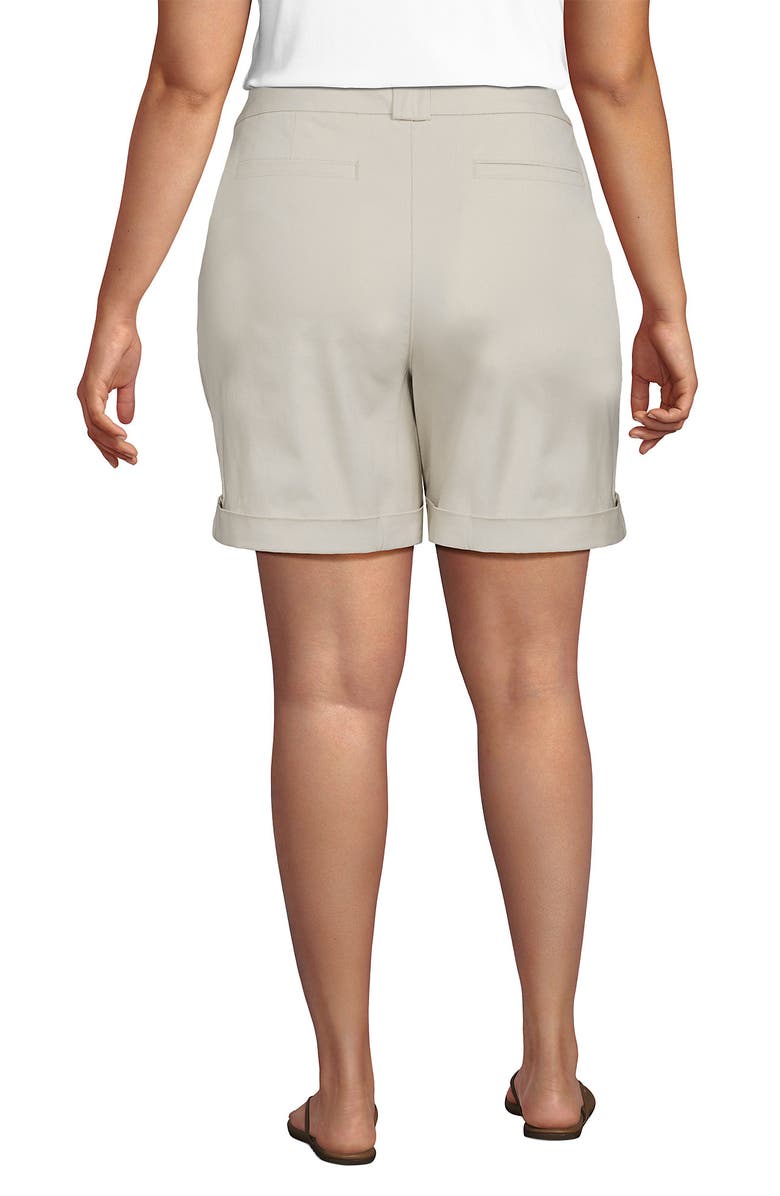 Lands' End Chino High Rise Pleated 7" Shorts, Alternate, color, Light Stone