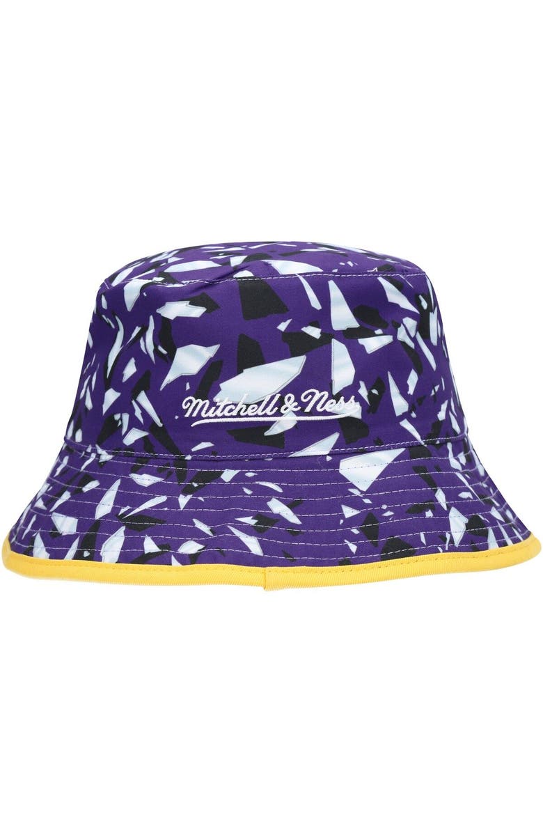 Mitchell & Ness Men's Mitchell & Ness  Purple Los Angeles Lakers Hardwood Classics Shattered Big Face Reversible Bucket Hat, Alternate, color, 