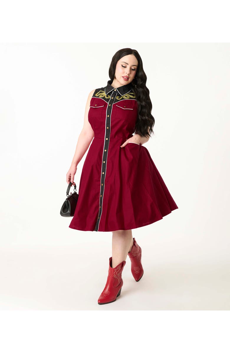 Unique Vintage Plus Size Western Flare Dress, Main, color,