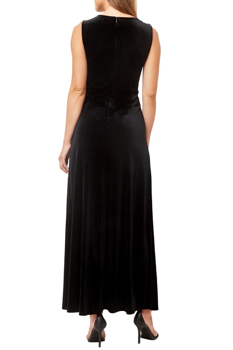 Munich Velvet Twist Front Sleeveless Maxi Dress, Alternate, color, BLACK