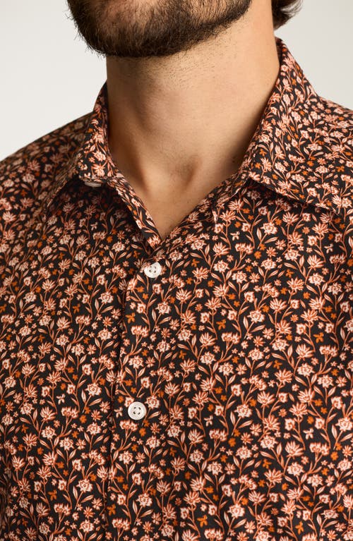 Bonobos Riviera Slim Fit Floral Short Sleeve Stretch Cotton Button-up Shirt In Brown
