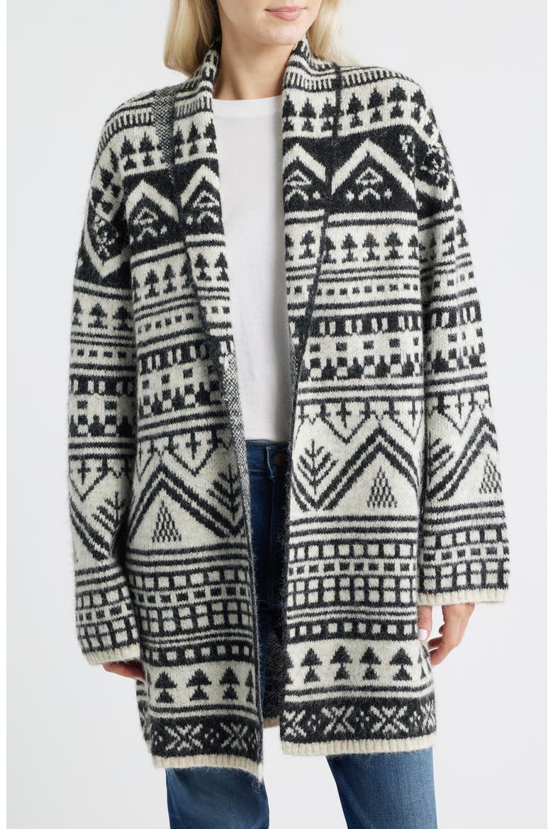 Fair Isle Shawl Collar Cardigan, Main, color, CAVIAR MULTI