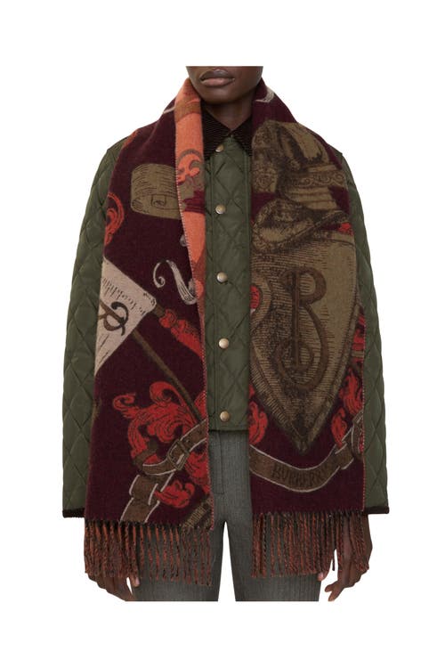 Burberry Etched Knight Cashmere Scarf In Multi