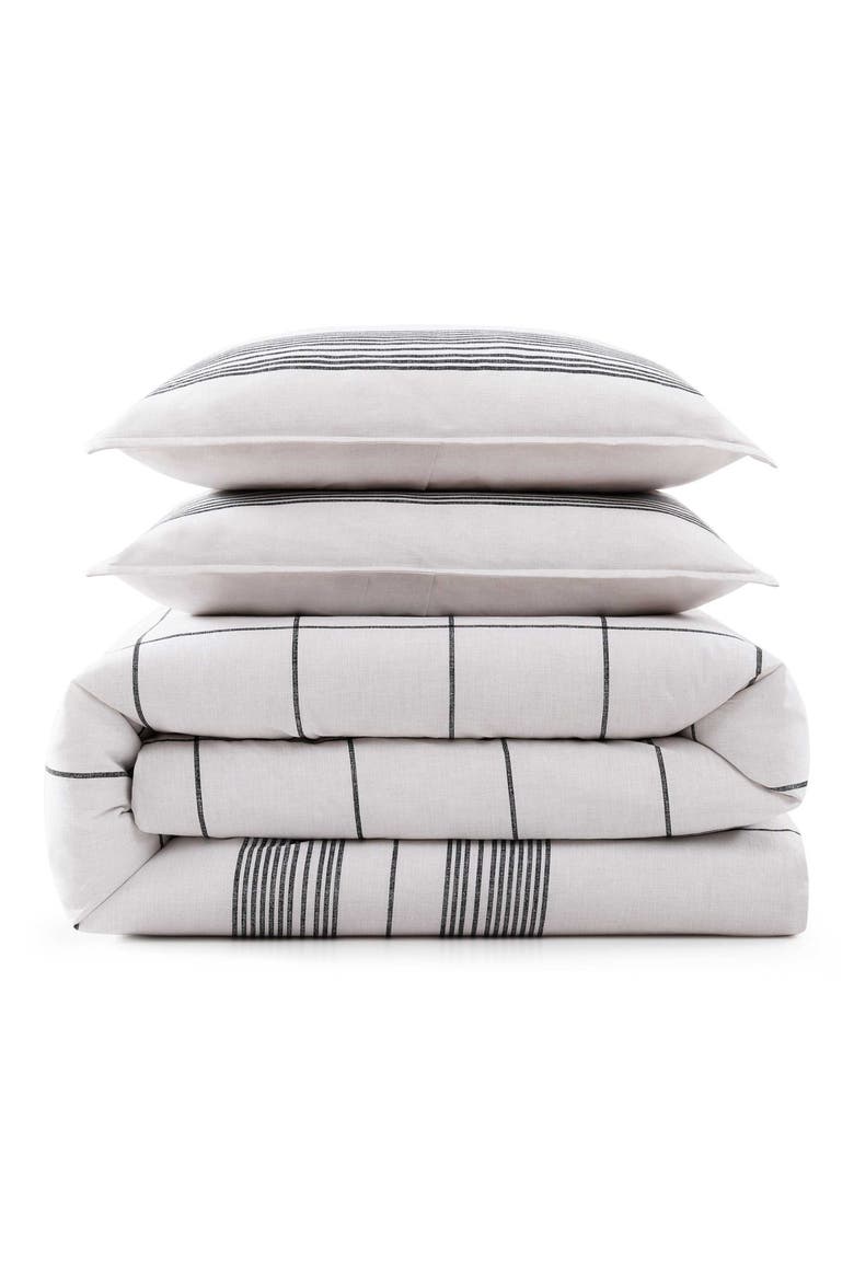 Brooklyn Heights Stripe Duvet Cover & Shams Set, Main, color, WHITE/GREY