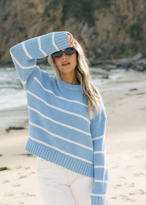 Ellsworth + Ivey Elena Crewneck Sweater In Blue