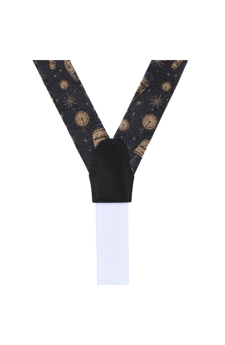 Trafalgar Resolutions Countdown Novelty Silk Formal End Suspenders, Alternate, color, Black