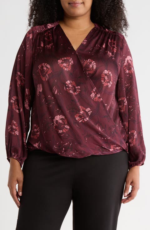 Wrap Patterned Blouse (Plus Size)