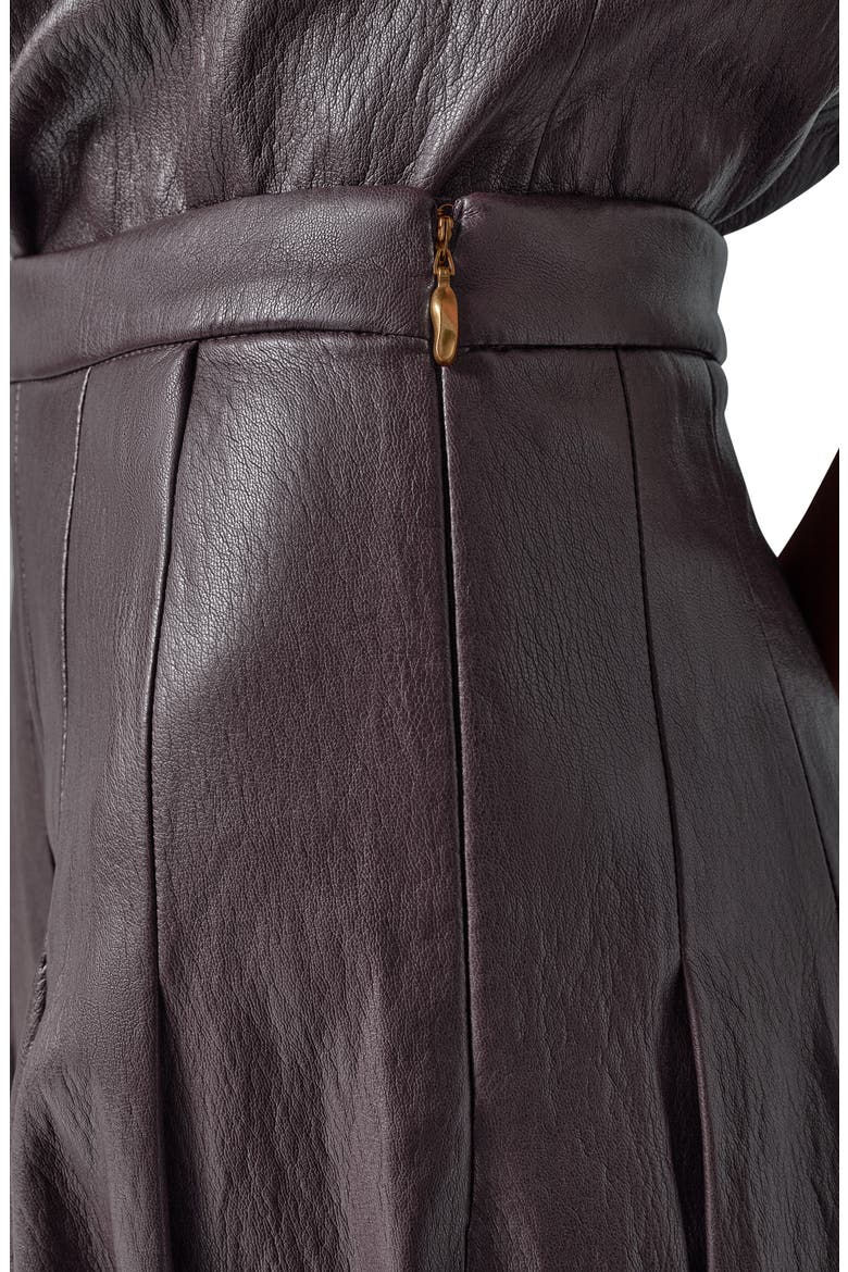 Pleated Faux Leather Midi Skirt, Alternate, color, ESPRESSO